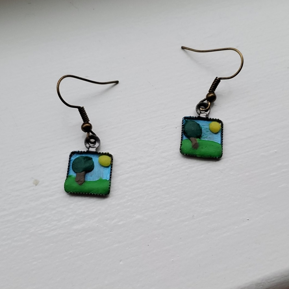Mini Painting Polymer Clay Earrings